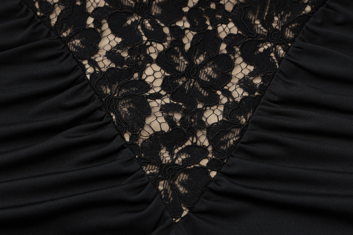 Halter Floral Lace Panel Ruched Bodycon Dress 20