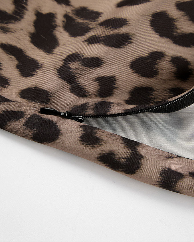 Satin Leopard Print Mermaid Skirt - Fashionpara
