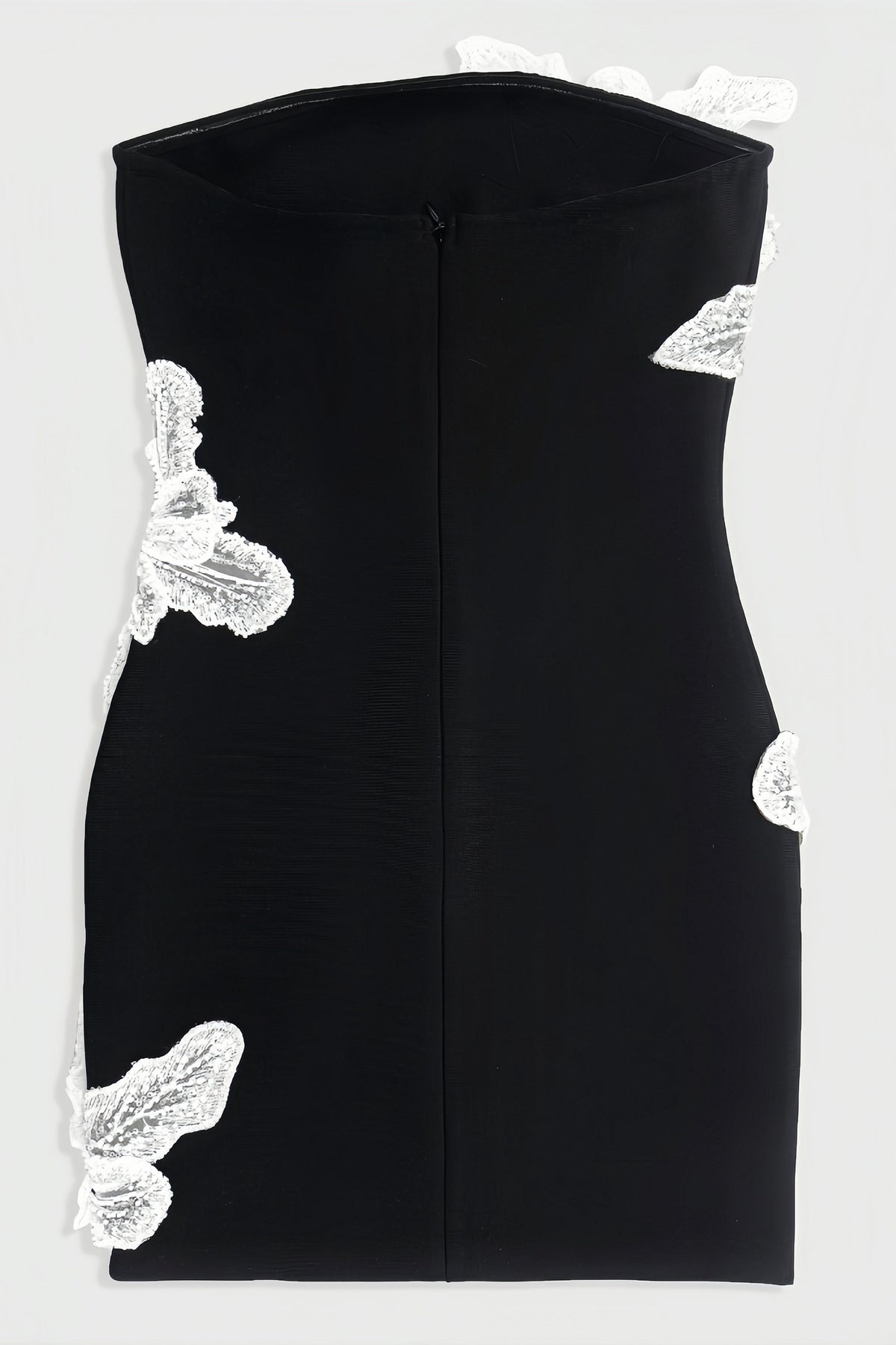 Floral Applique Strapless Beaded Bodycon Mini Dress - View 8