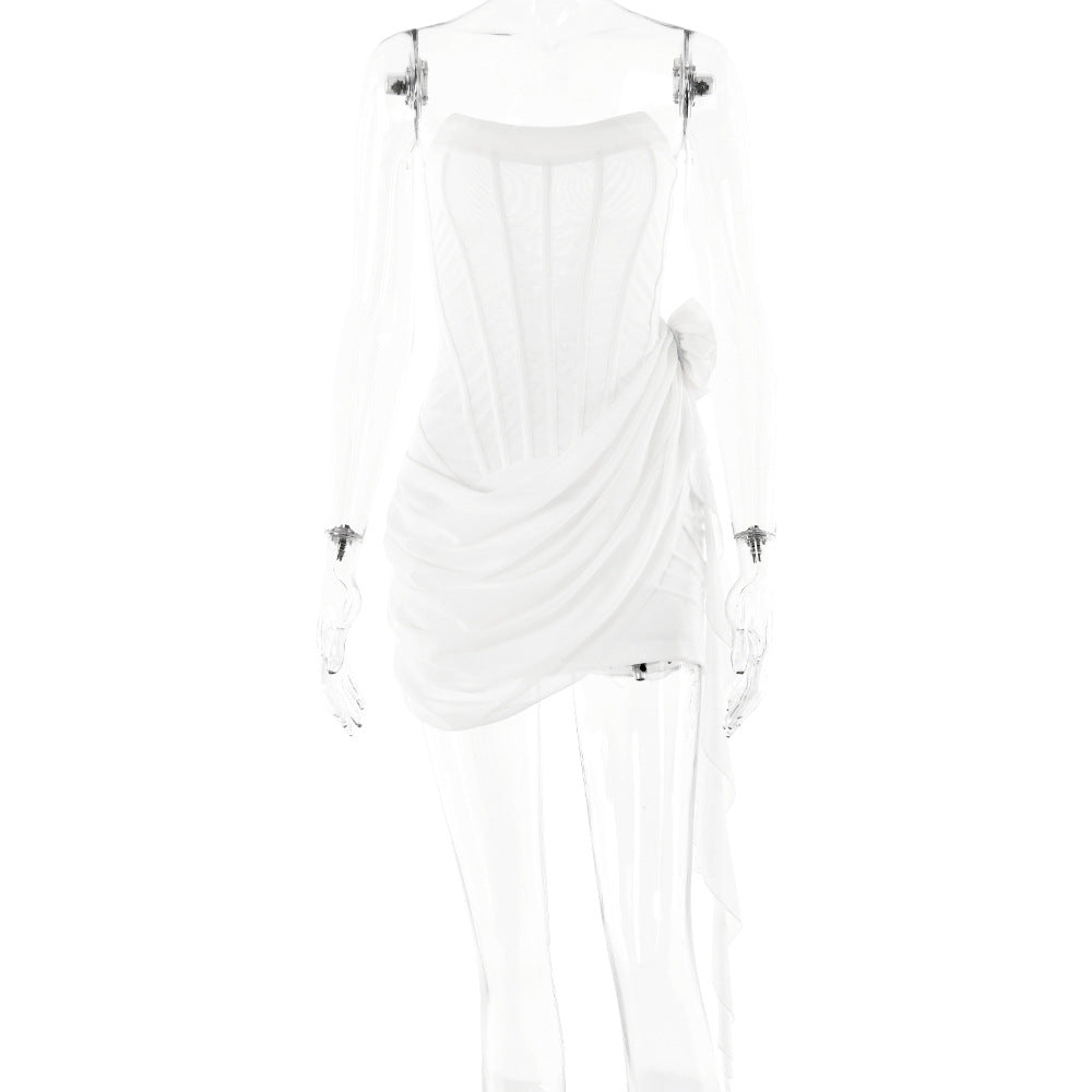 Strapless Corset Bustier Draped Wrap Mini Dress 5