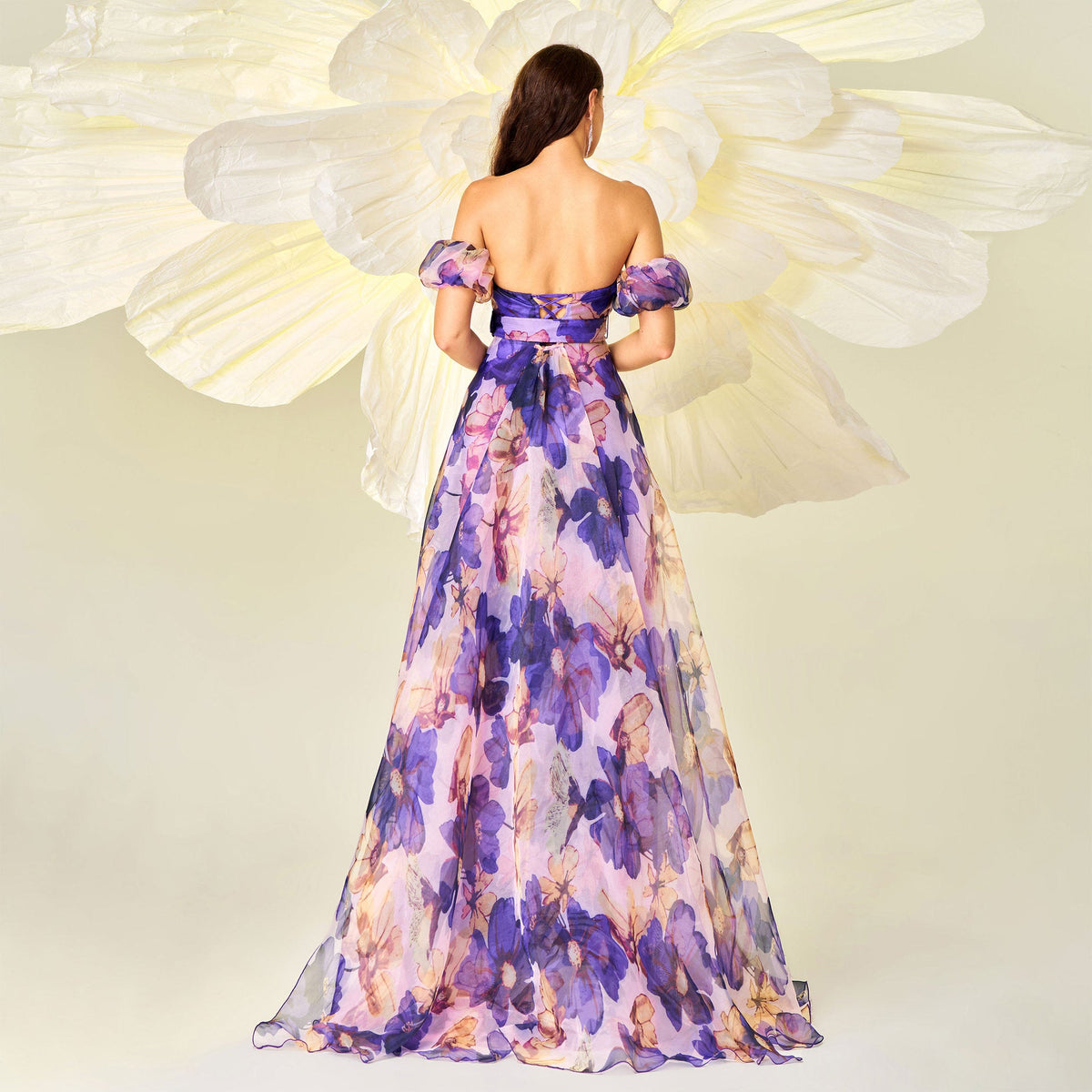 Floral Print Off-Shoulder Puff-Sleeve Maxi Dress 5