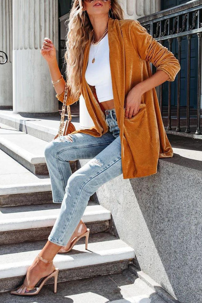 ShoptheCIC Luxe Velvet Cardigan Coat for Effortless Style