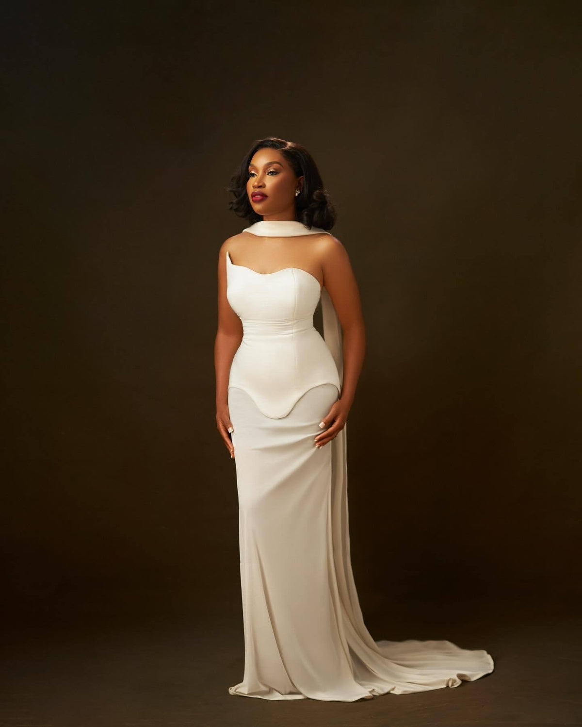 Black White Bandage High Elastic White Mesh Maxi Dress - View 4