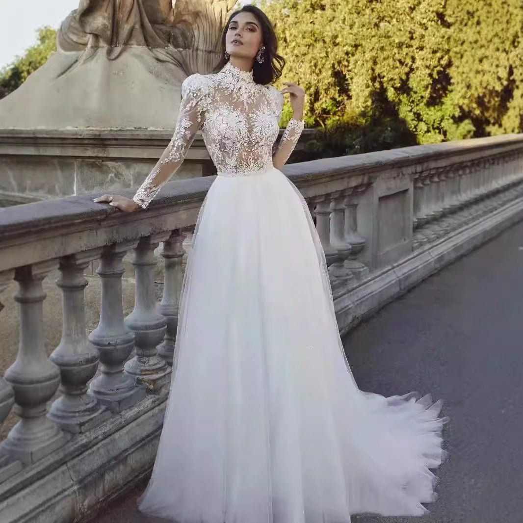 Long Sleeve French Princess Wedding Dress