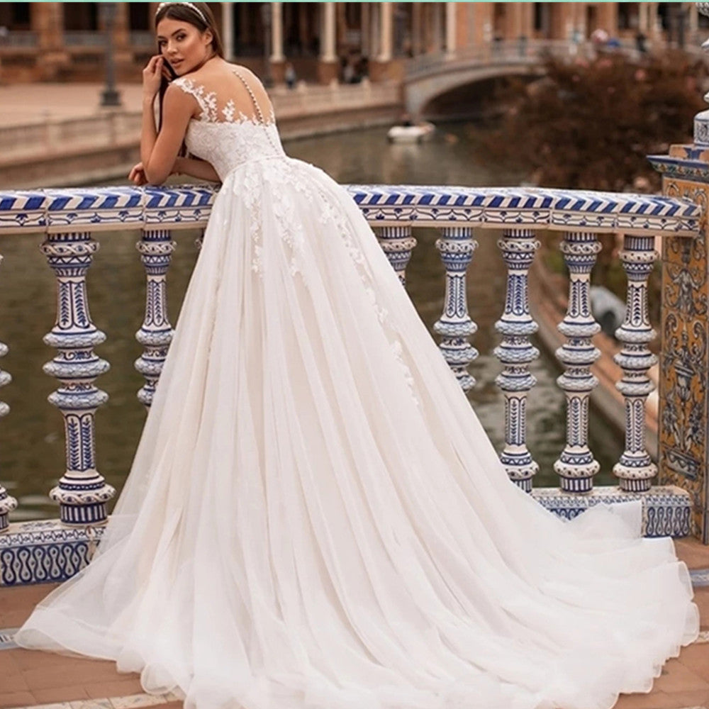 Princess A-Line Sheer Back Wedding Dress