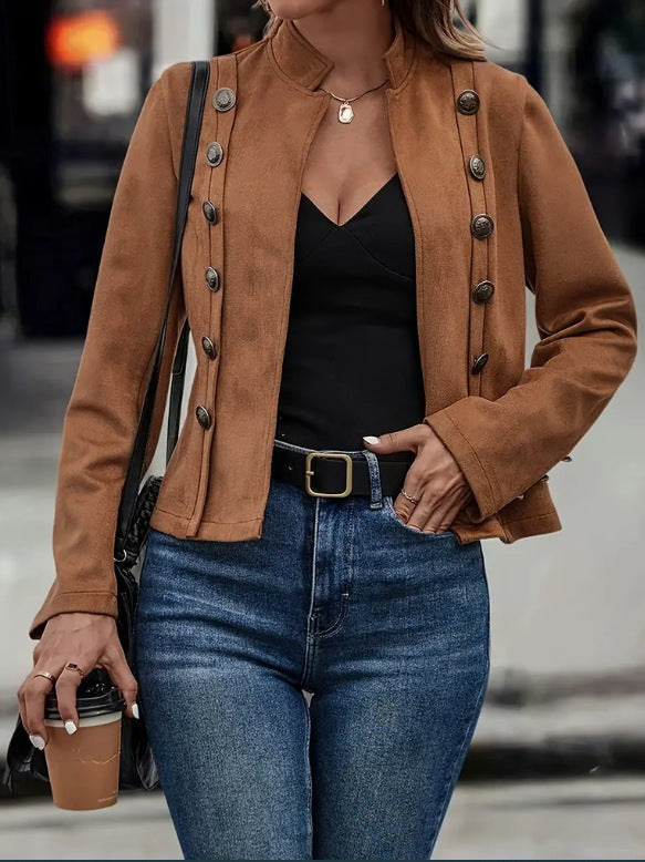 ShoptheCIC Vintage Cropped Suede Double Breasted Jacket