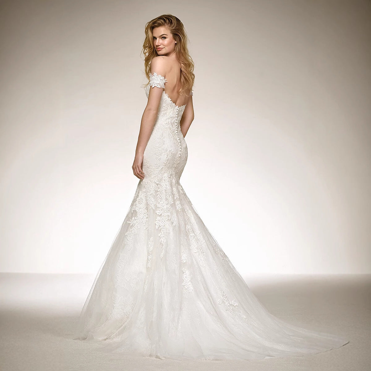 V-Neck Long Train Sheer Wedding Dress