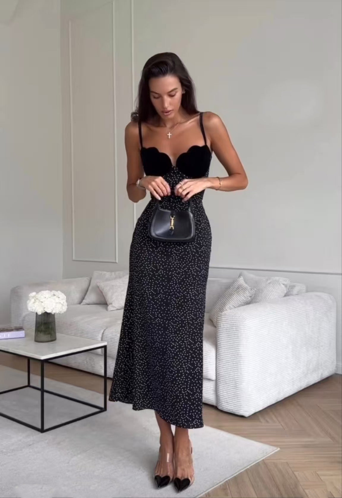 Speckled Print Sweetheart Bustier Bodycon Midi Dress 6