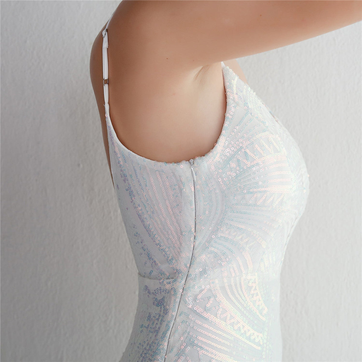 Sequin V-Neck Backless Mermaid Gown