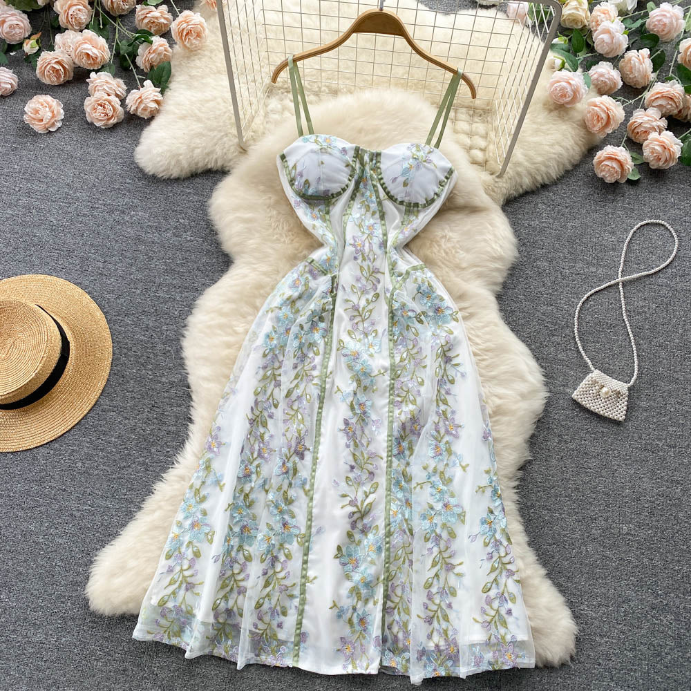 Sexy A line Spaghetti Straps Flower Dress Women Evening Dress