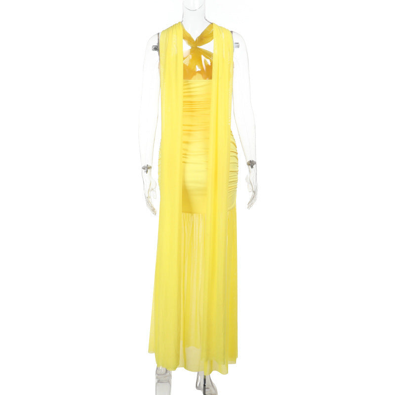 Halter Neck Twist-Front Ruched Mermaid Maxi Gown 10