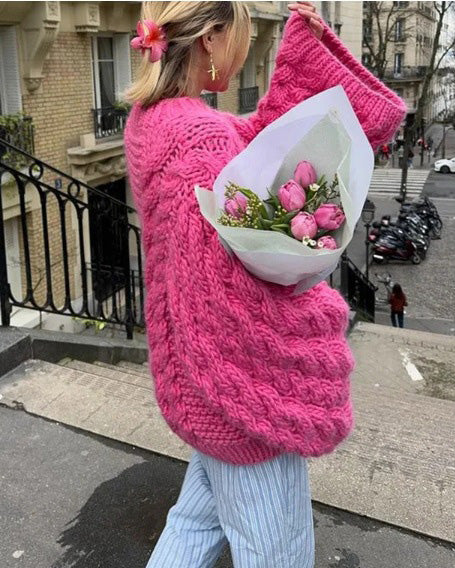 Golden Rhine Knitted Bell Sleeve Sweater in Soft Cozy Style