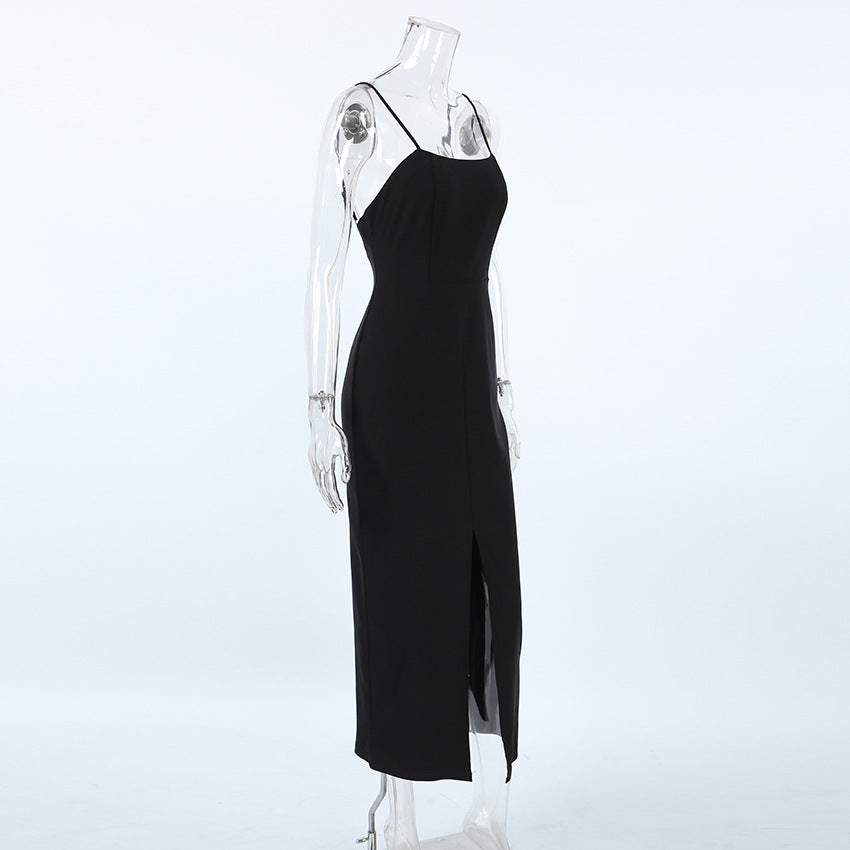 Velvet Spaghetti-Strap Front-Slit Bodycon Midi Dress 5