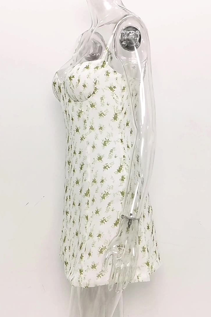 Ditsy Floral Sweetheart Strappy Bodycon Mini Dress 9