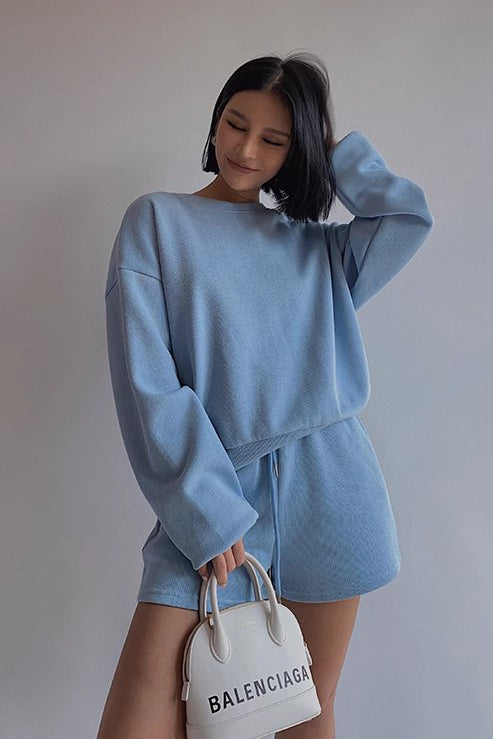 Orro Shop Stylish Long Sleeve Sweater and Shorts Set