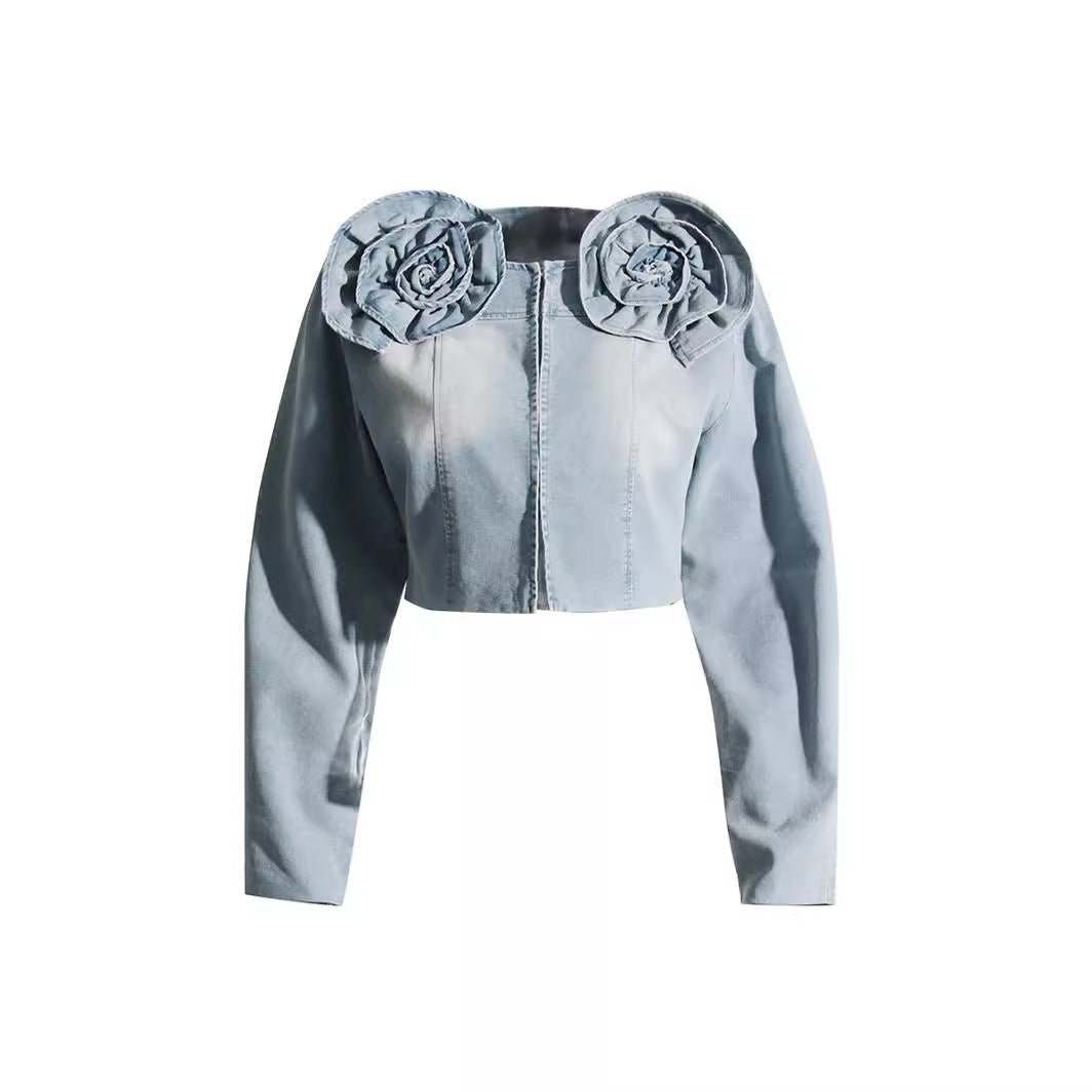 Trendy New Floral Denim Jacket Skirt Suit - Fashionpara