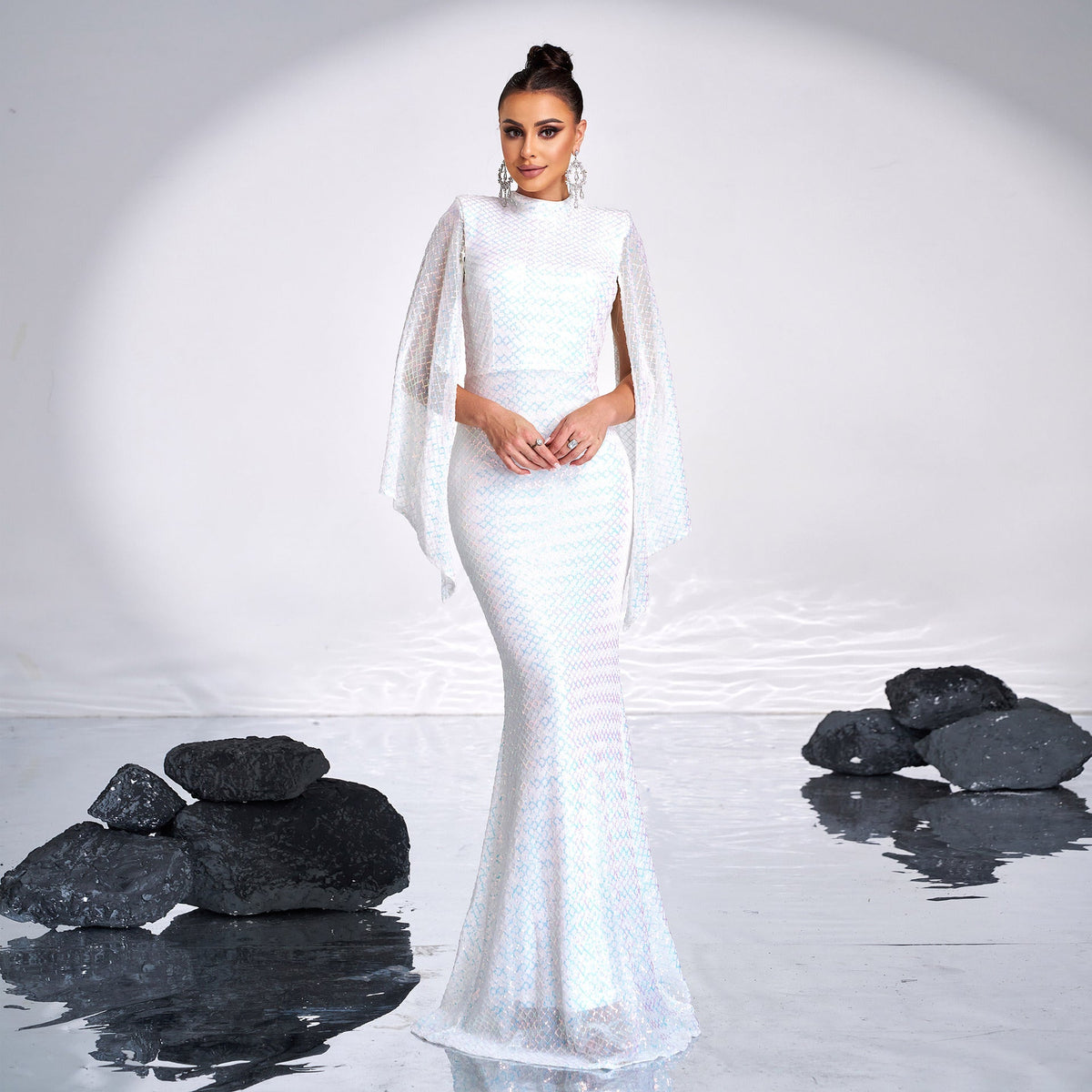 Long Sequined Party Evening Gown Dress