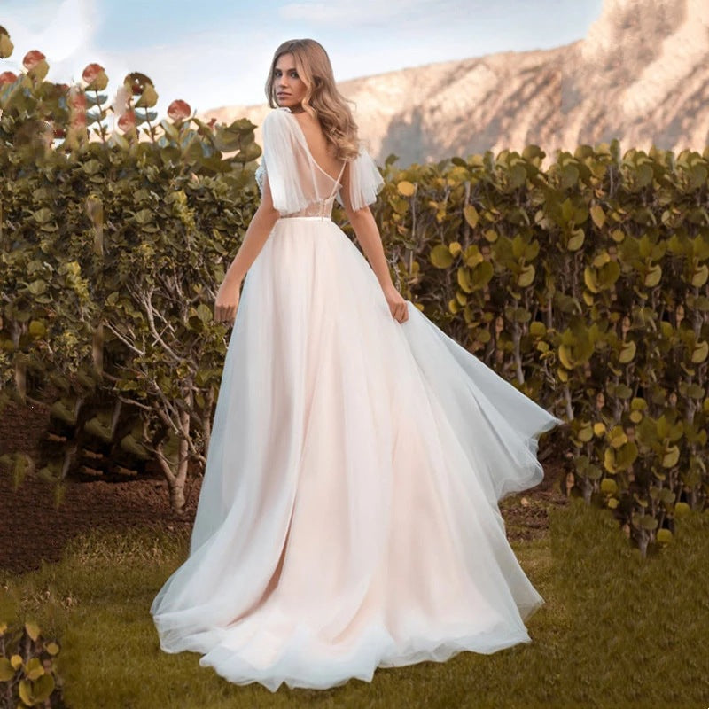 Lace Spaghetti Strap Wedding Dress