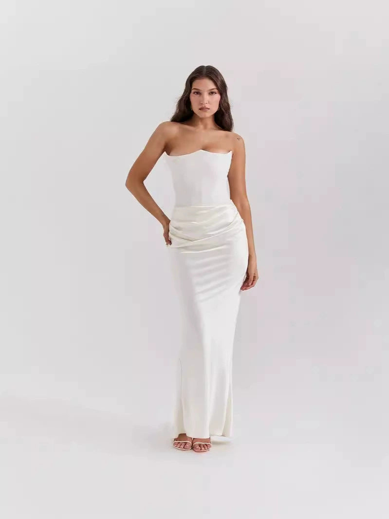 Strapless Backless Fitted Evening Gown Dress - Fashionpara