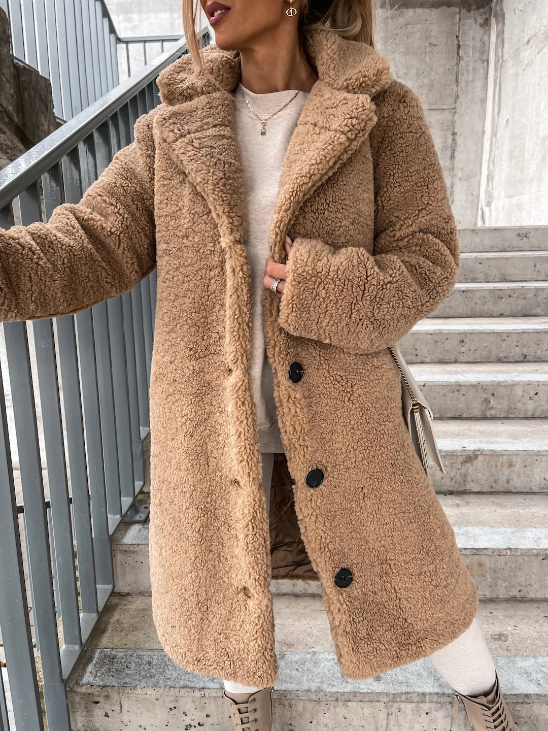 All For You Long Plush Coat - Fashionpara