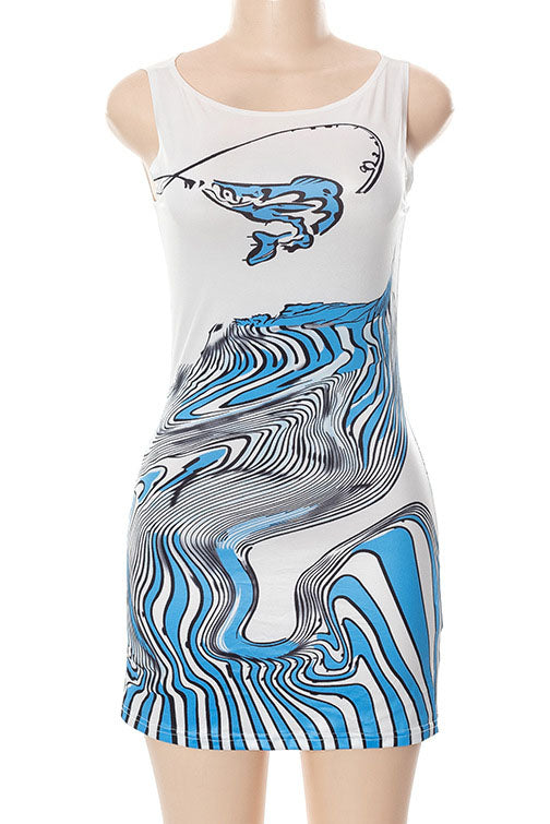 Sleeveless Print Slim Fit Hip Dress