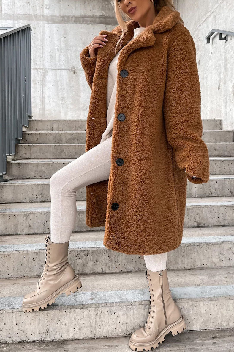 All For You Long Plush Coat - Fashionpara