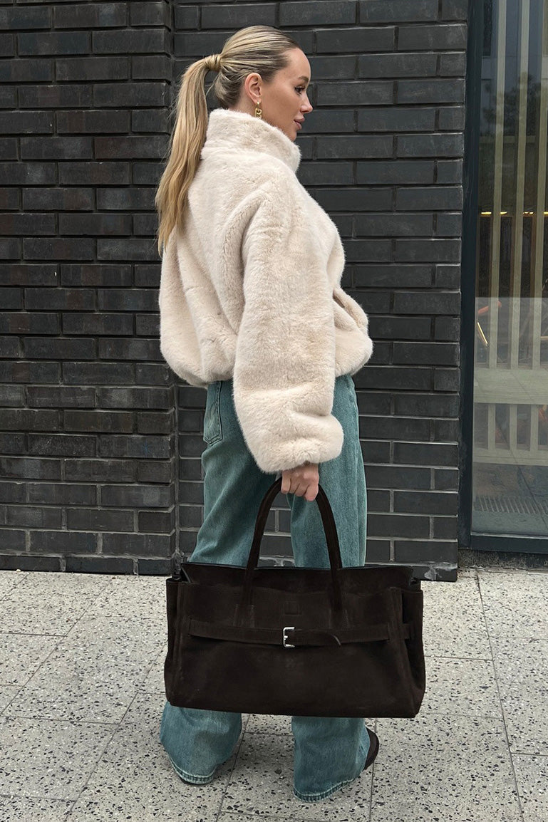 Transylvania Fall Short Plush Coat with Stand Collar Design