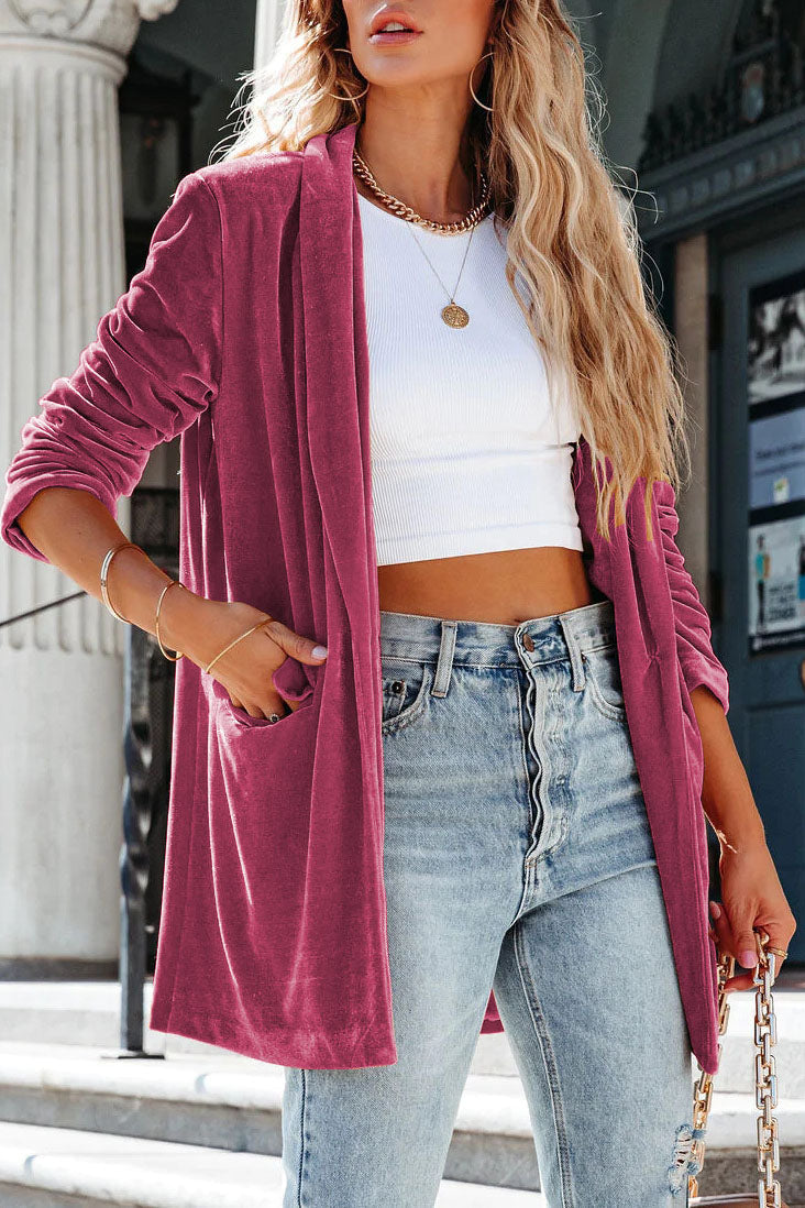 ShoptheCIC Luxe Velvet Cardigan Coat for Effortless Style
