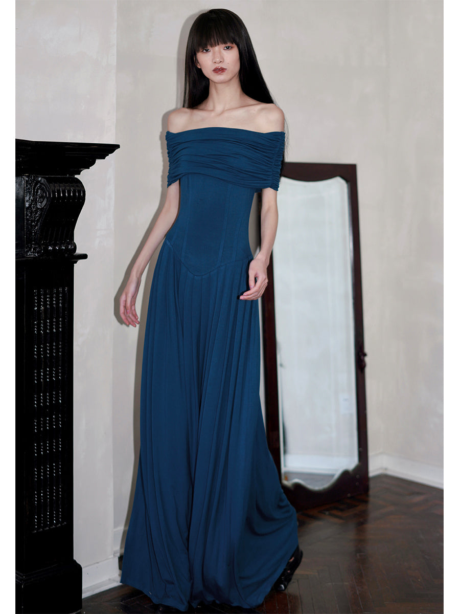 Off-Shoulder Ruched Corset Wide-Leg Palazzo Jumpsuit