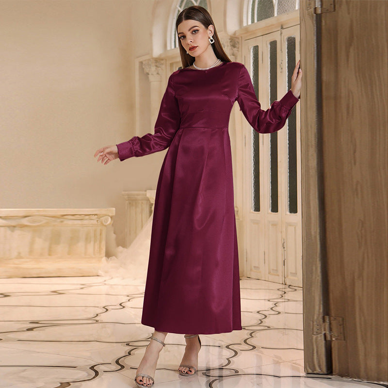 Ladies Casual High Waist Maxi Dress Light Purple Coat Maxi Dress - Fashionpara