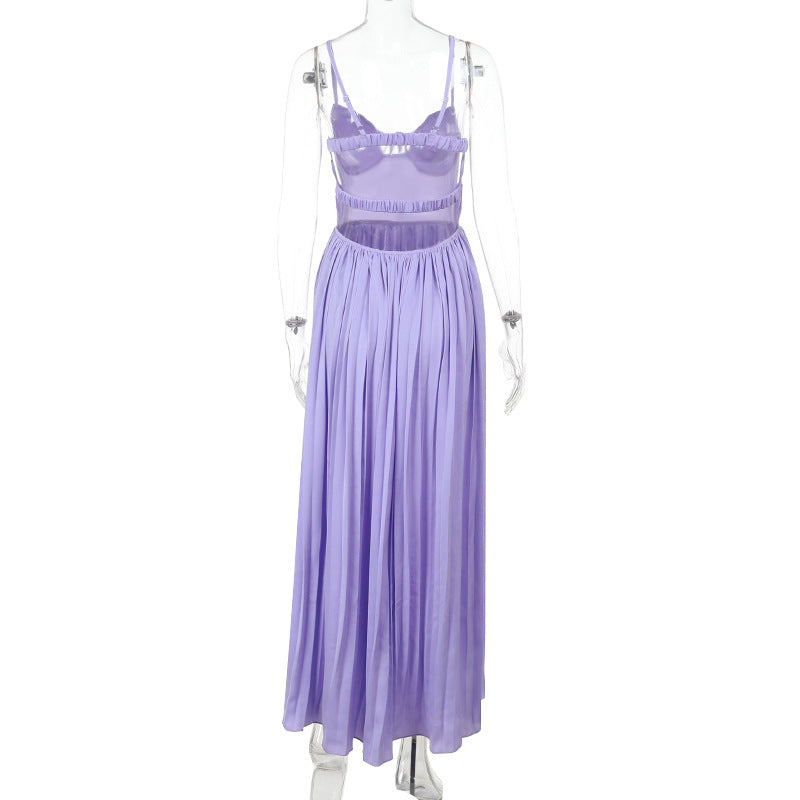 Sweetheart Tie-Front Pleated A-Line Midi Dress 6