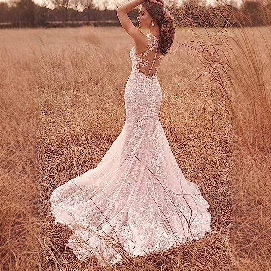 French Lace Mermaid Bridal Wedding Dress
