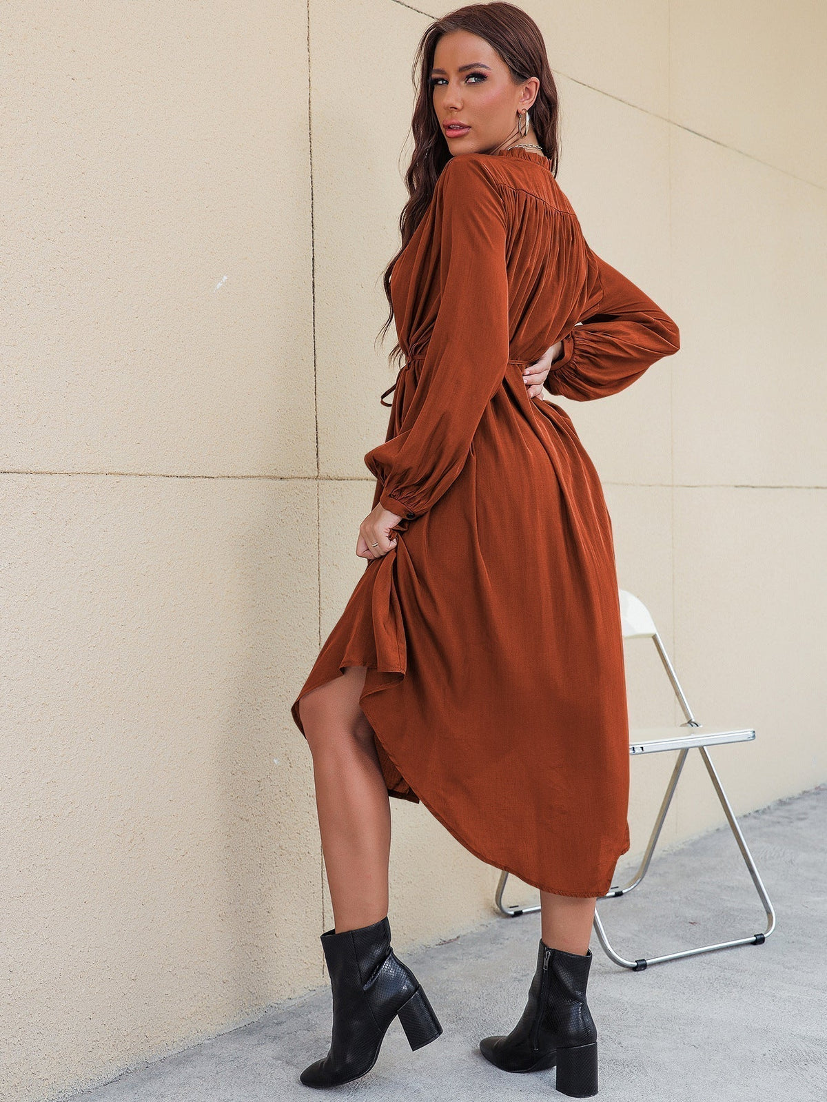 Slim Single-Breasted Shirt Dress 5