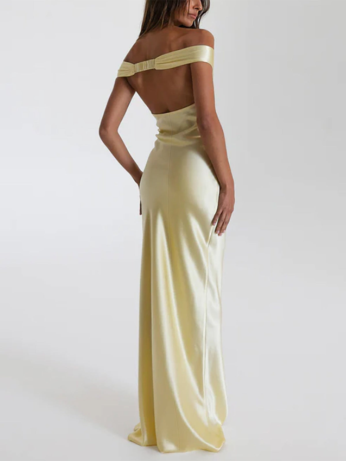 Satin Off Shoulder Sweetheart Maxi Dress 10