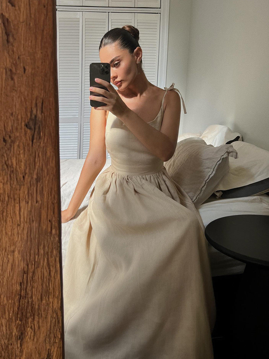 Crochet Cutie Linen Maxi Dress - Fashionpara