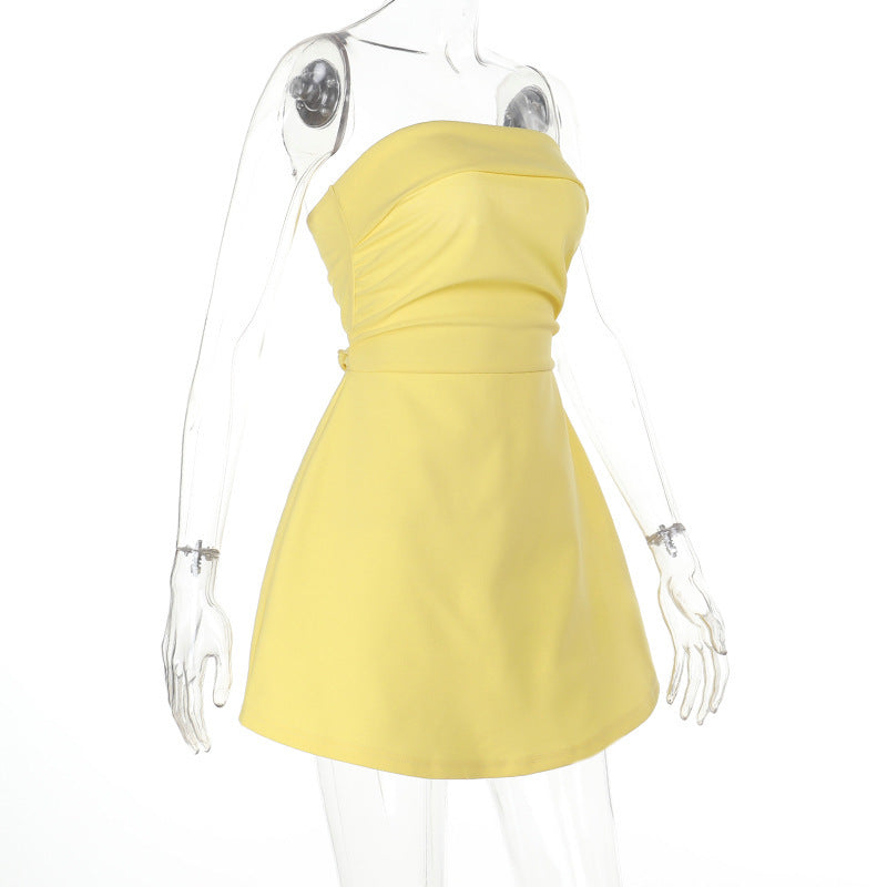 Strapless Ruched Full-Skirt Fit-and-Flare Mini Dress 8