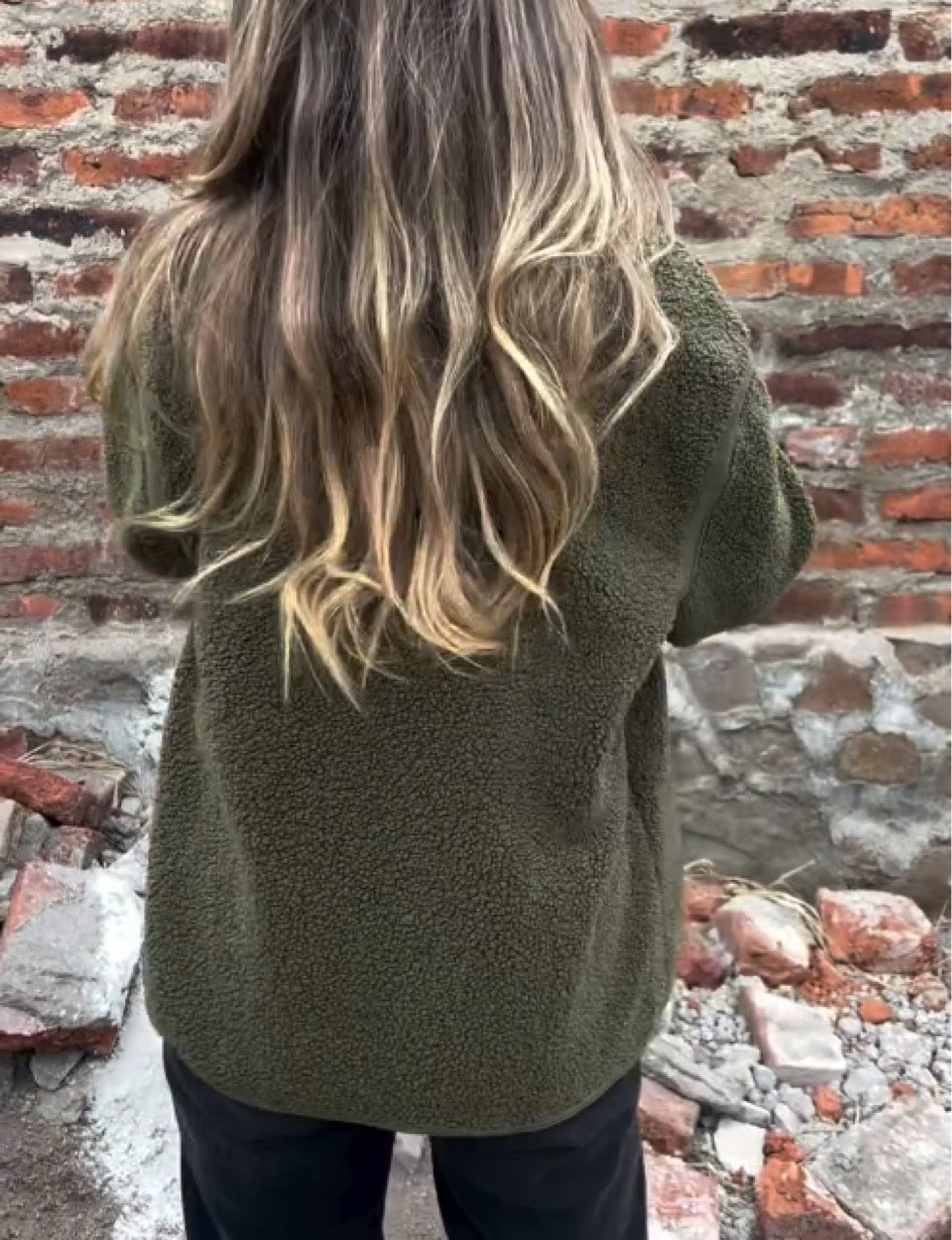 Loose Irregular Button Fleece Jacket with High Collar Design