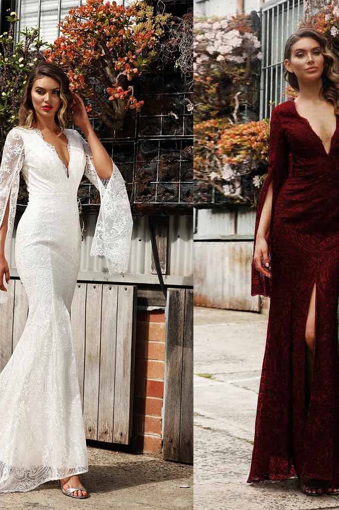 Full Length Long-Sleeved Long Elegant Dress