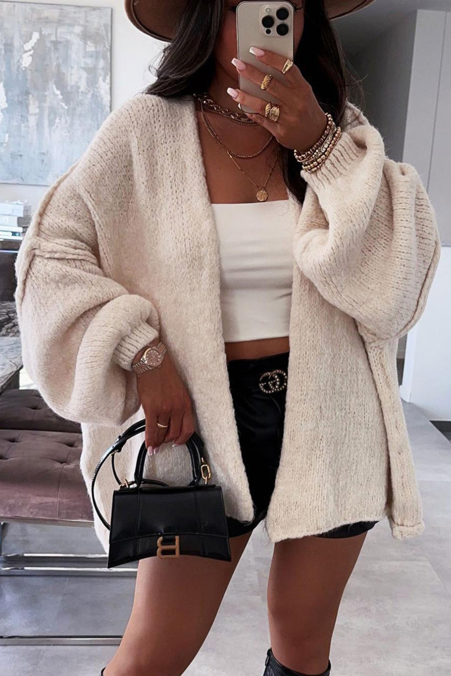 Chic Mid-Length Knitted Cardigan for All-Day Comfort