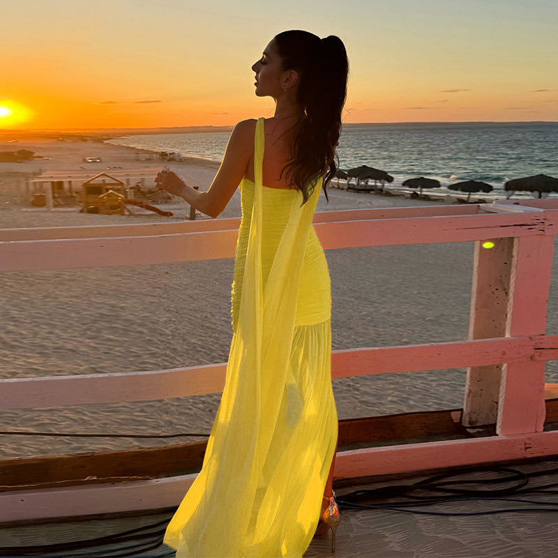 Halter Neck Twist-Front Ruched Mermaid Maxi Gown 7