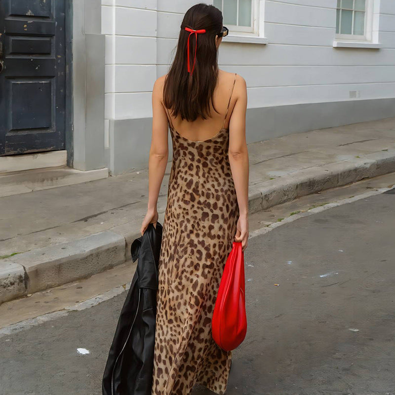 Leopard-Print Cowl-Neck Spaghetti-Strap Slip Maxi Dress 5