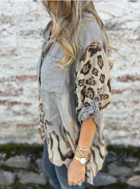 Vintage Gradient Leopard Print Shirt