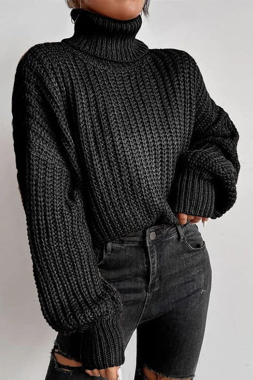 Leave It All Behind Cropped Turtleneck Sweater in Style