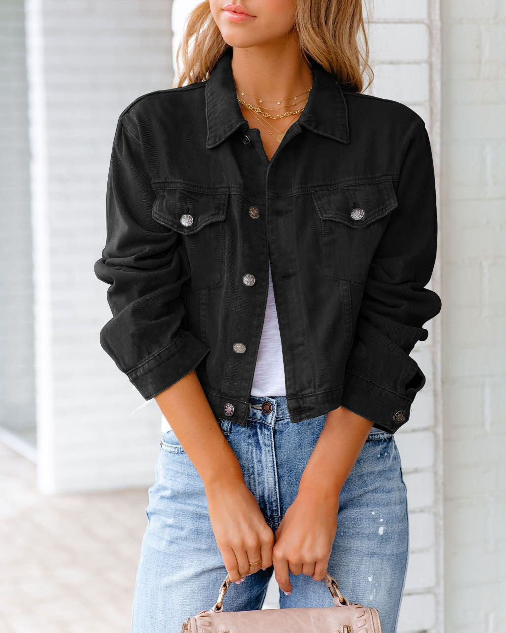 Classic Cropped Denim Coat for Effortless Style and Comfort