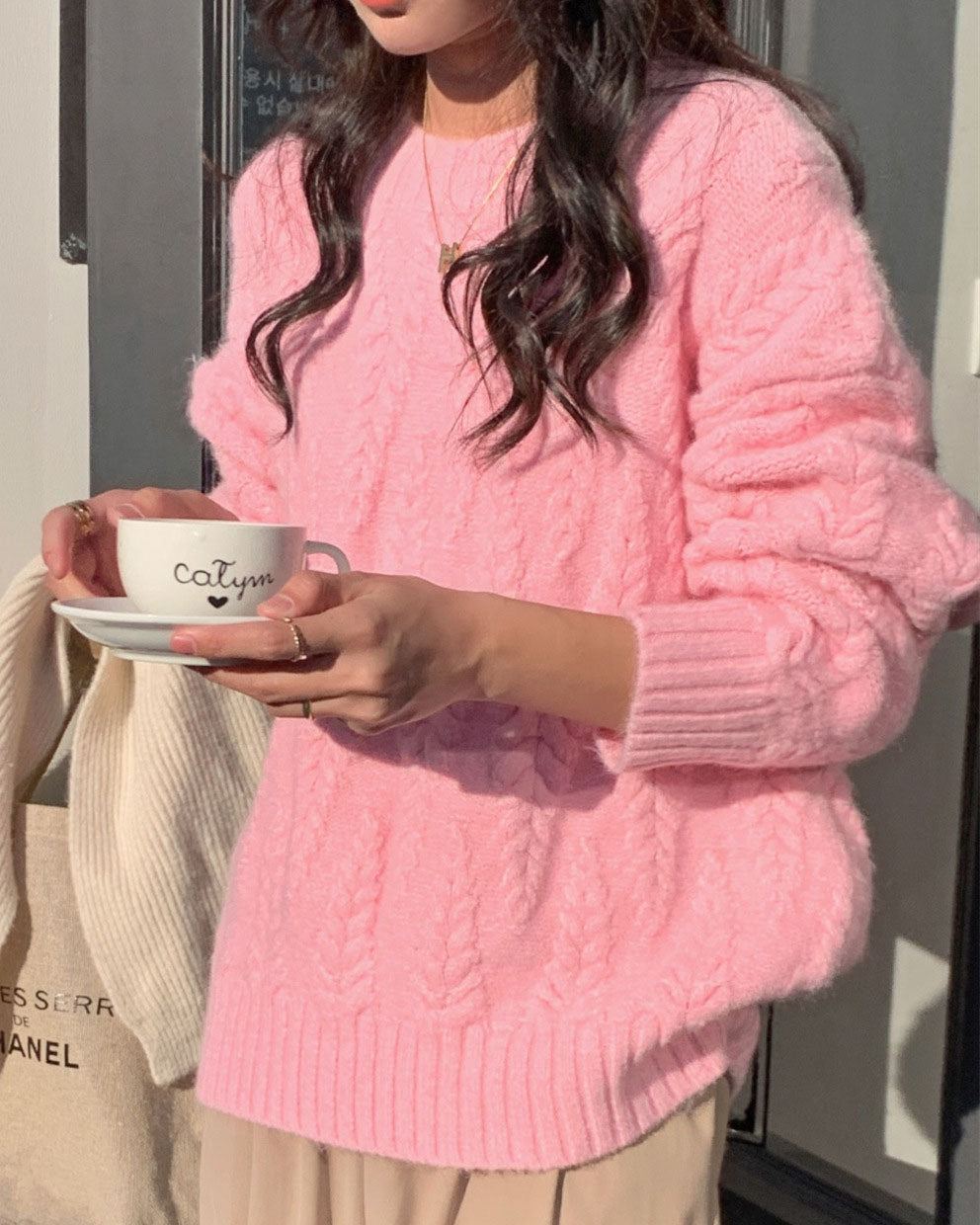 Wheat Twist Knitted Pullover Sweater for Cozy Elegance