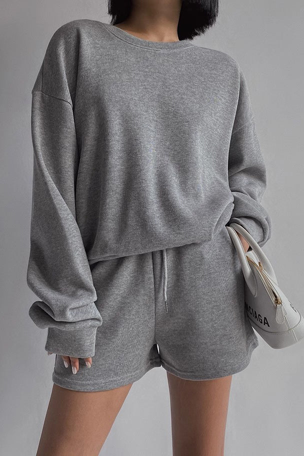 Orro Shop Stylish Long Sleeve Sweater and Shorts Set