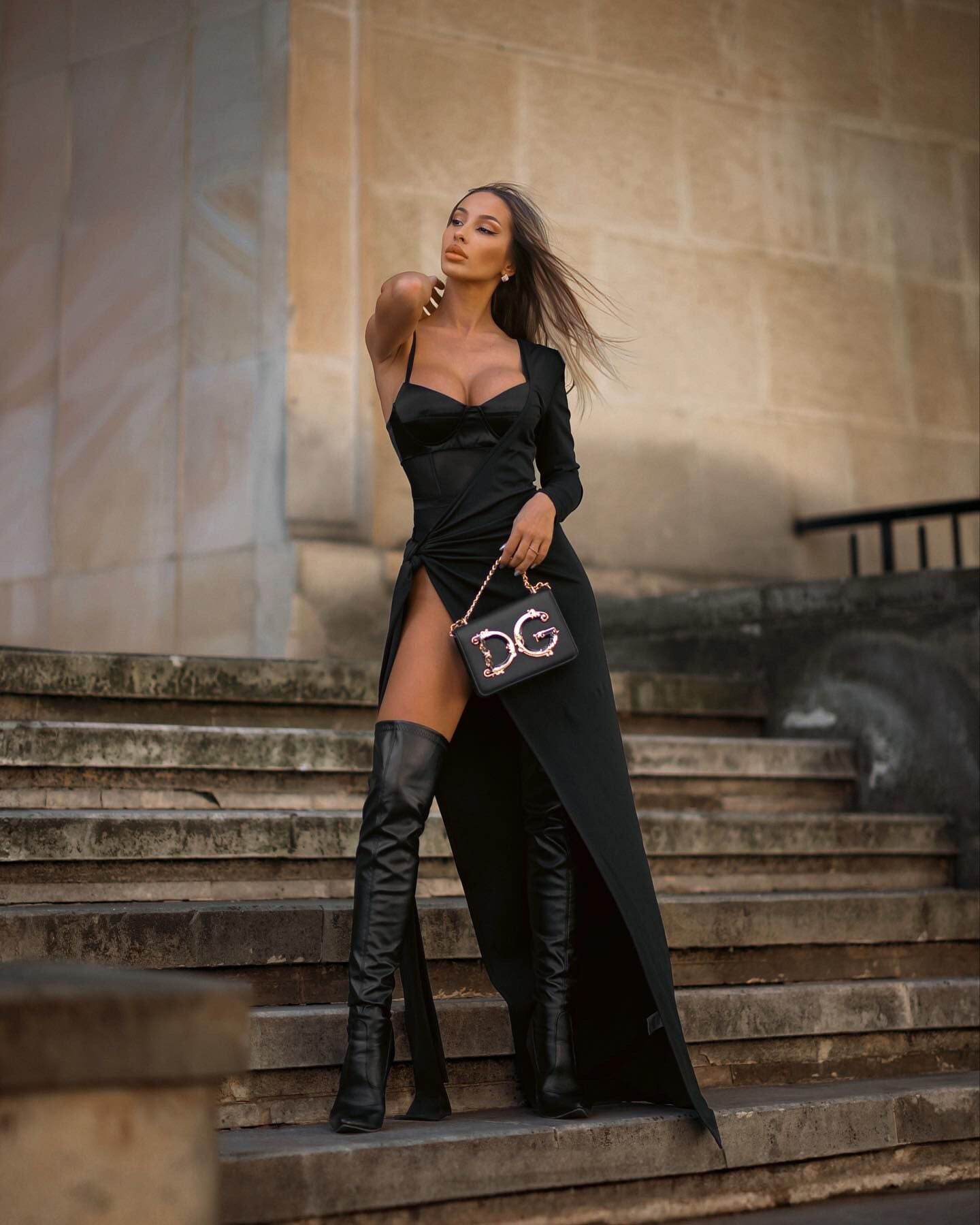 Stitching High Slit Shoulder Formal Dress Sling Vest Two Piece Set Casual Set - Fashionpara