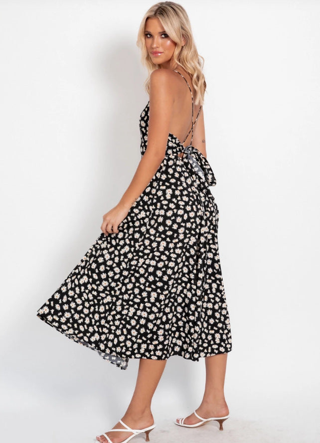 Torrie Polka Dot Tie Front Maxi Dress - Black - FINAL SALE - Fashionpara