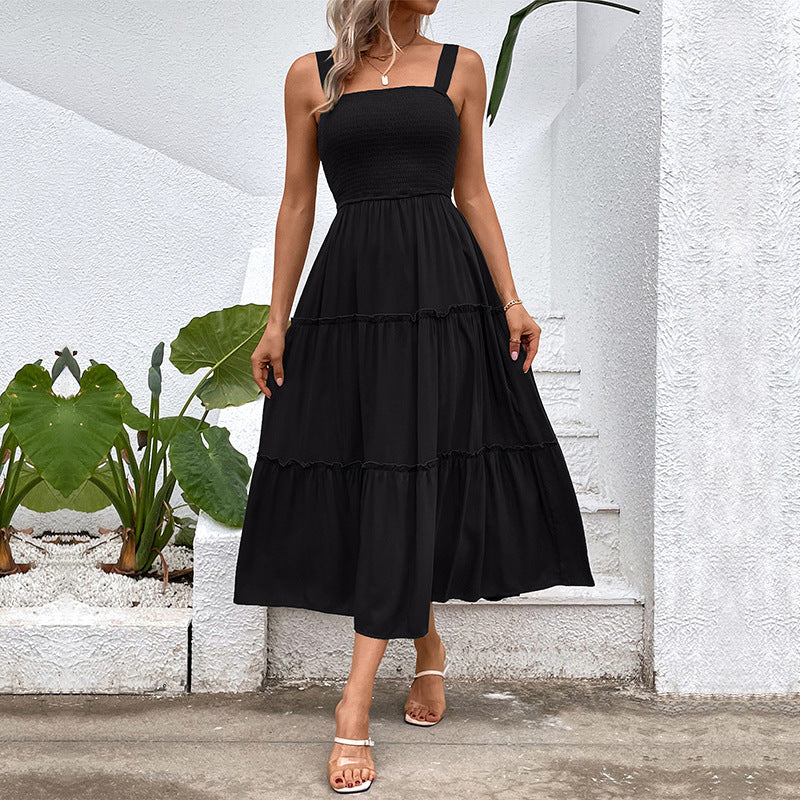 Smocked Square Neck Strappy Tiered Midi Dress 7