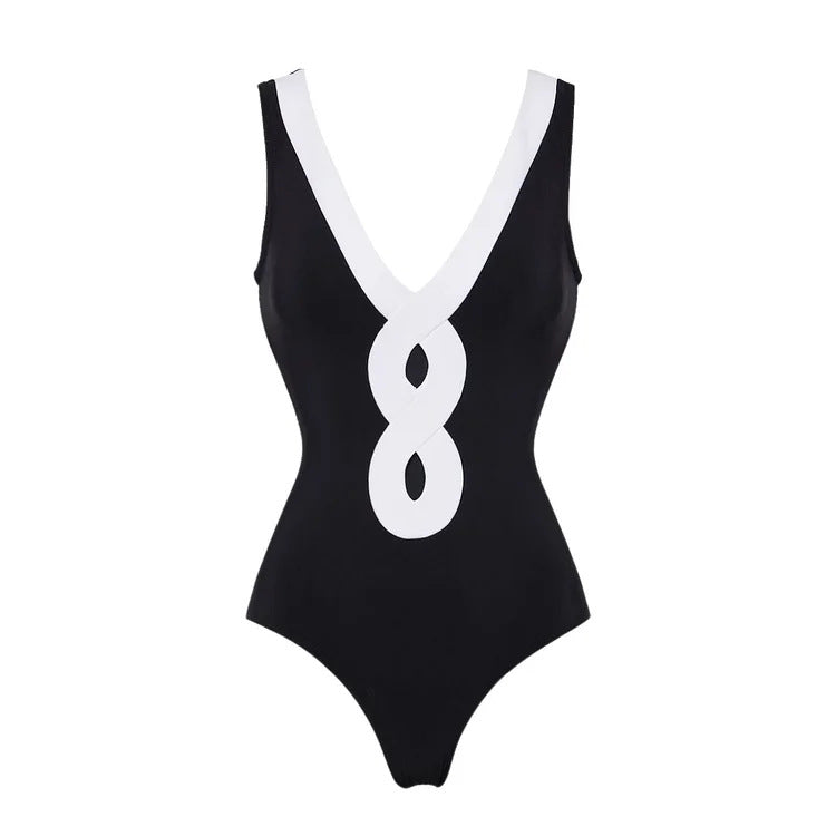 Infinity V-Neck Swimsuit - Black